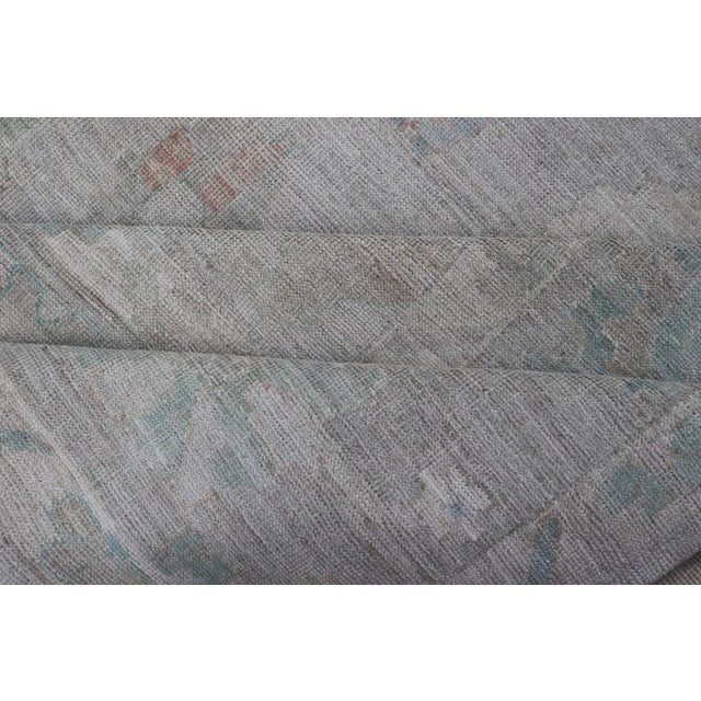 Modern All-Over Floral Oushak With Light Gray Background and Muted Colors For Sale - Image 11 of 12