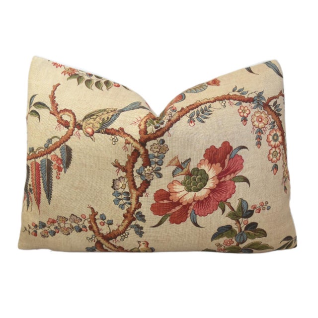 Lee Jofa Designer Lee Jofa Botanical Floral & Birds Feather/Down Pillow For Sale - Image 4 of 7