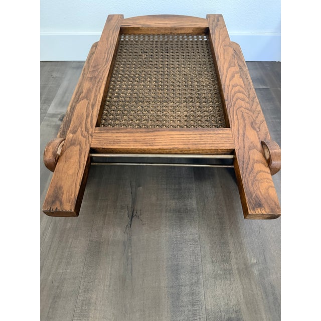 Pair of Antique Oak/Cane Canoe Folding Chairs Circa 1920s For Sale - Image 6 of 16