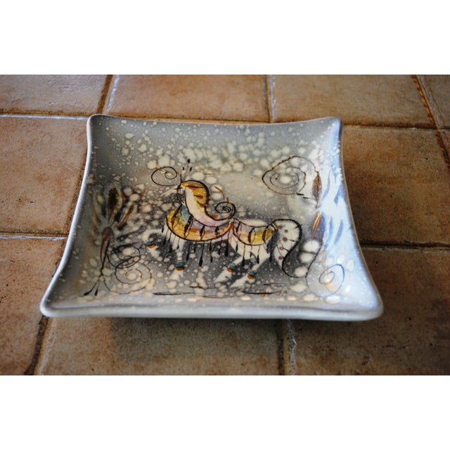 Sascha Brastoff Vintage Sascha Sasha Brastoff Horse Square Trinket Dish For Sale - Image 4 of 6