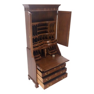 Solid Cherry Multi Compartment Drop Front Secretary Desk w/ Drawer File Cabinet For Sale