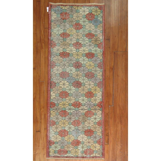 Floral Vintage Turkish Deco Runner - 2'8" x 7'1" For Sale - Image 4 of 5