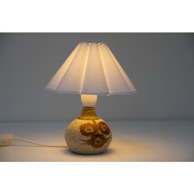 Small Danish Modern Brown Ceramic Table Lamp by Søholm, 1970s For Sale - Image 6 of 14