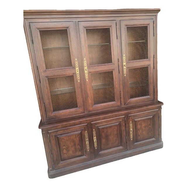 Vintage Henredon Burl Wood Display Cabinet, Bookcase or China Cabinet For Sale