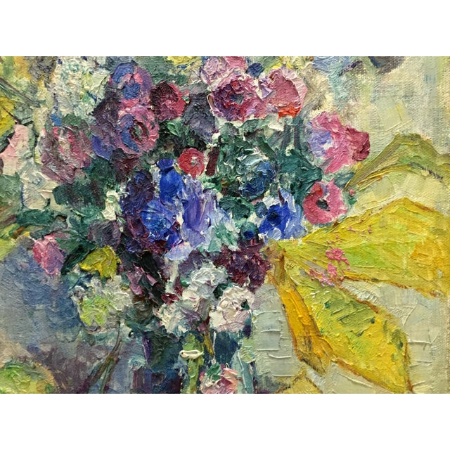1970s Oil Painting Flowers Dovgalevskaya Vera Veniaminovna For Sale - Image 4 of 12