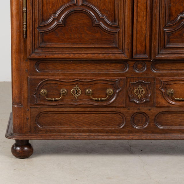 Brown Late 18th Century French Carved Oak Two-Door Armoire For Sale - Image 8 of 12
