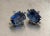 Mid-Century Modern 1950s Blue Rhinestone/Silver Tone Jewelry Set W/ Necklace, Earrings & Bracelet For Sale - Image 3 of 7