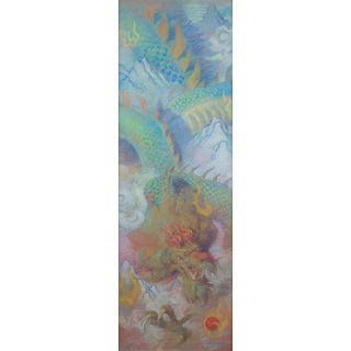 Dragon by Quang Ho | Pastel on paper depicting a colorful dragon among clouds and mountains. For Sale