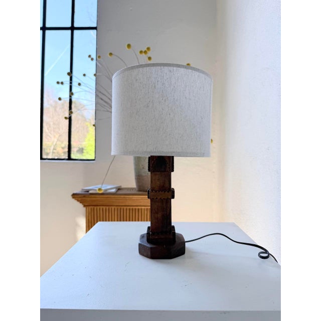 Brutalist Oak Table Lamp, 1950s For Sale - Image 11 of 18