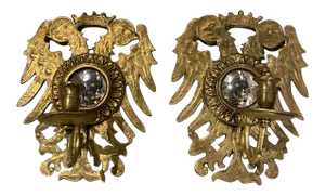 1930 Eagle Design One Light Sconces With Mirror - Pair