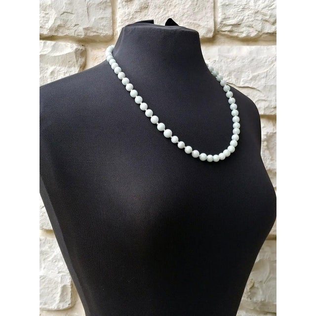 Vintage Art Deco Celadon Jade Beaded Necklace, 24.5 Inches, 1920s For Sale - Image 4 of 10