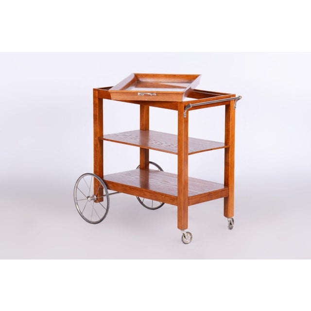 French Art Deco Walnut Trolley, 1920s For Sale - Image 3 of 12