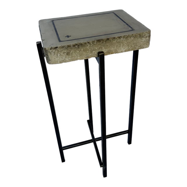 Printing Stone Side Table For Sale