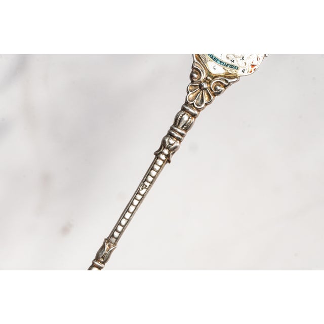Rare Queen Wilhelmina of the Netherlands Antique Hand Painted Enamel 800 Silver Commemorative Spoon Royal History For Sale - Image 4 of 11