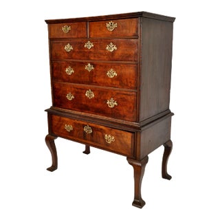 Antique Queen Anne George II Georgian Walnut Chest on Stand Highboy, Circa 1740 For Sale