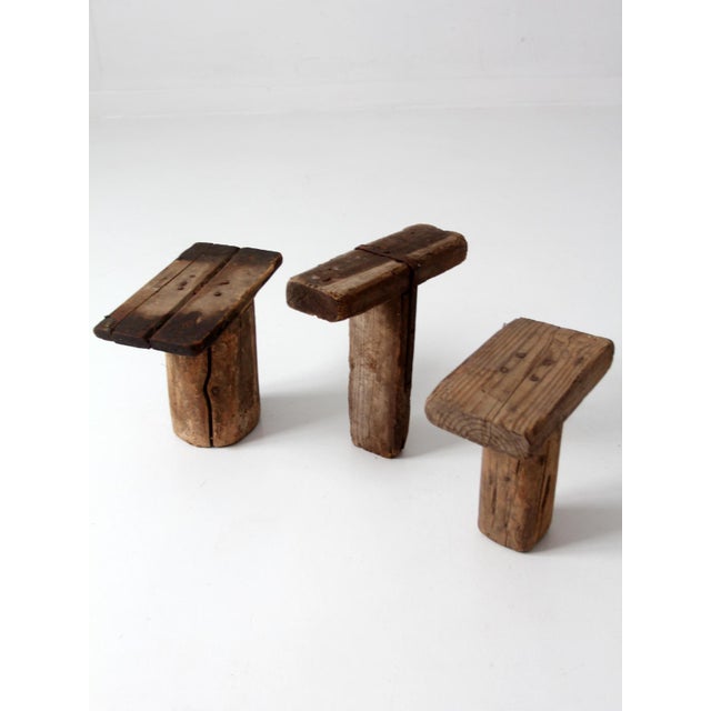 Early 20th Century Antique Primitive Milking Stools Collection Set of 3 For Sale - Image 5 of 18