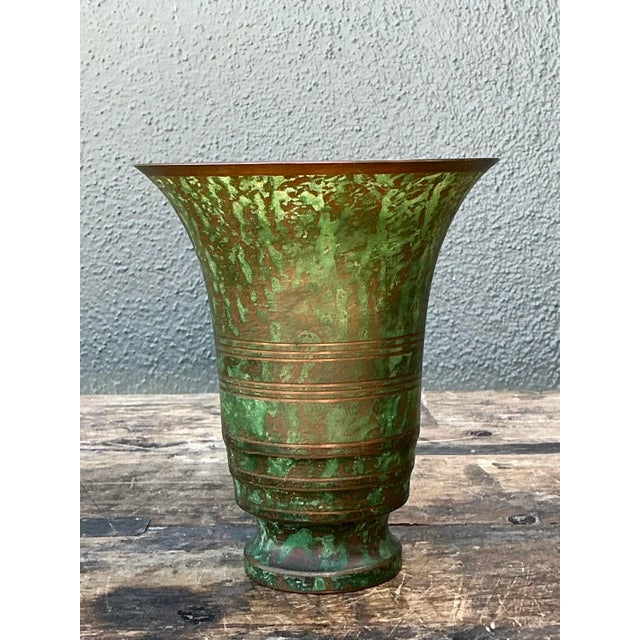 Carl Sorensen Vintage Carl Sorenson Art Deco Trumpet Bronze Vase For Sale - Image 4 of 12
