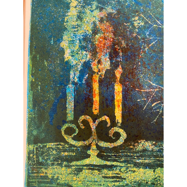 Mid 20th Century Hoi Lebadang (1922-2015) Still Life Lithograph Signed Floral Candles Vietnamese French Art For Sale - Image 10 of 12