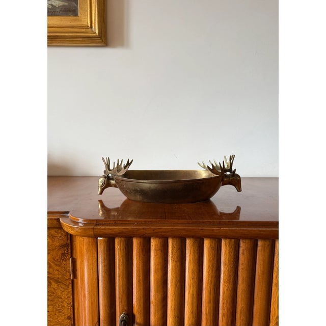 Mid-Century Modern Mid-Century Modern Brass Deers Centerpiece / Bowl, France 1970s For Sale - Image 3 of 17
