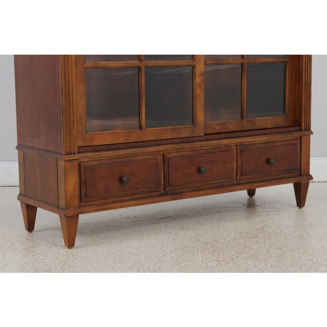 Ethan Allen Sliding Door Bookcase Cabinet For Sale - Image 13 of 18