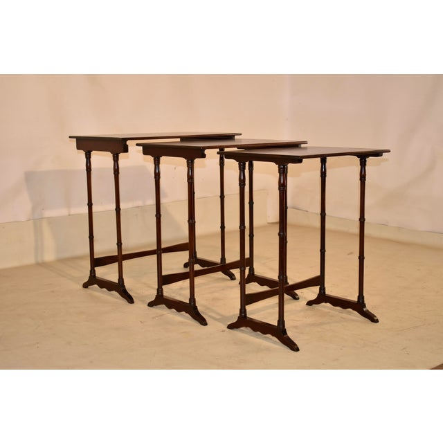 Wood Period Edwardian Mahogany Set of Three Nesting Tables, Circa 1920 For Sale - Image 7 of 10