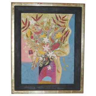 Vintage Oil Painting - Cubist Floral For Sale