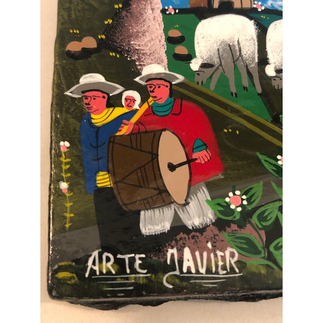 Small Peruvian Oil Painting Pastoral Scene For Sale - Image 10 of 13