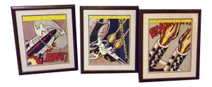 1960s "As I Opened Fire" Drukkerij Luii & Co. Museum Edition Pop Art Triptych After Roy Lictenstein, Framed - Set of 3