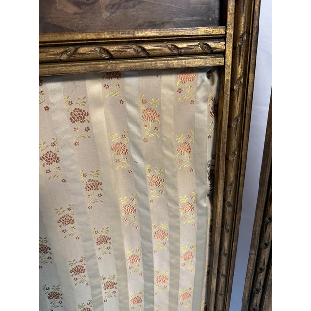 Wood Antique Giltwood 3-Panel Screen | Boucher / Daullé Engravings, Four Seasons | French Rococo Revival Paravent For Sale - Image 7 of 16