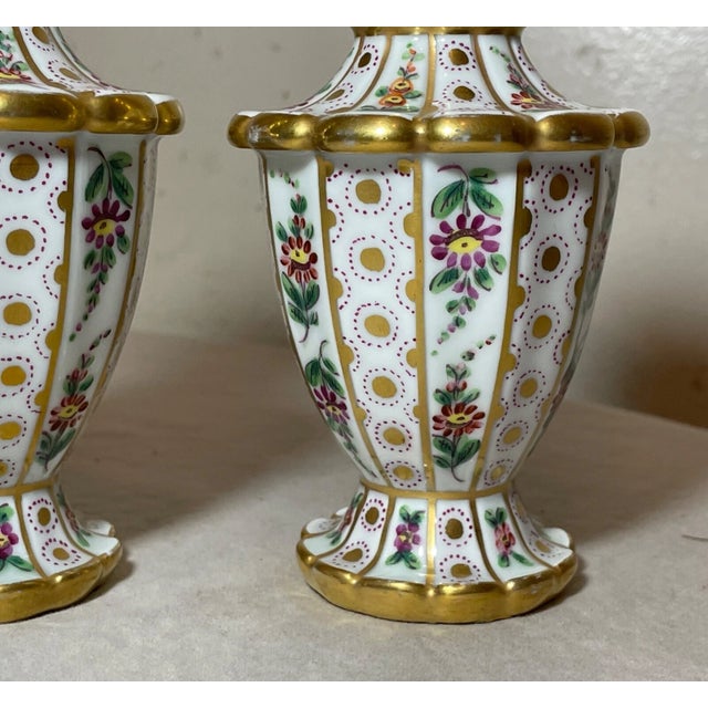 Ceramic Pair 2 Antique Handmade Painted Meissen Porcelain Scent Perfume Bottles Jars For Sale - Image 7 of 9