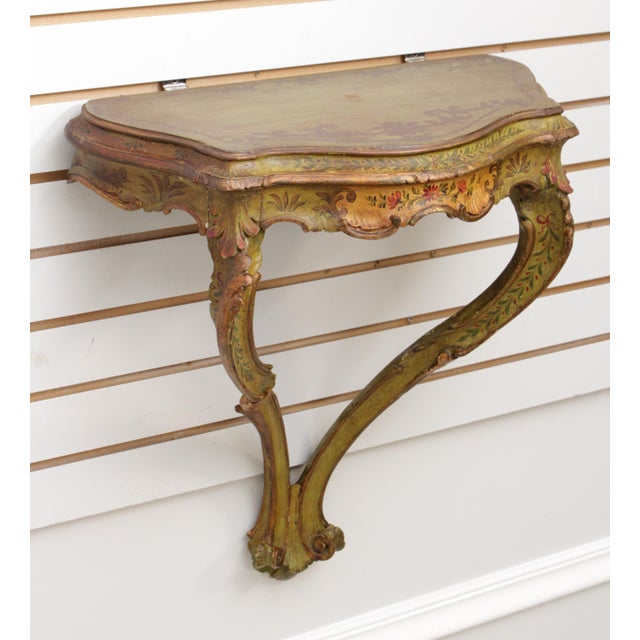 Traditional Vintage Venetian Paint Decorated Hanging Wall Shelf For Sale - Image 3 of 12