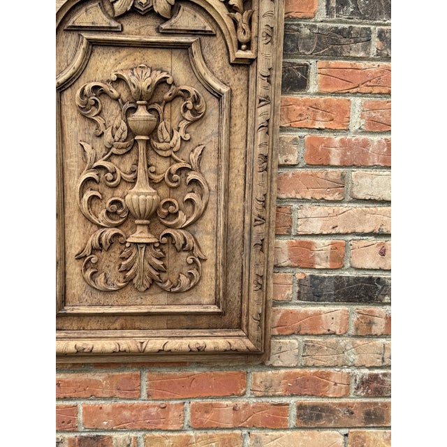 Vintage French Wood Carved Panel For Sale - Image 4 of 9