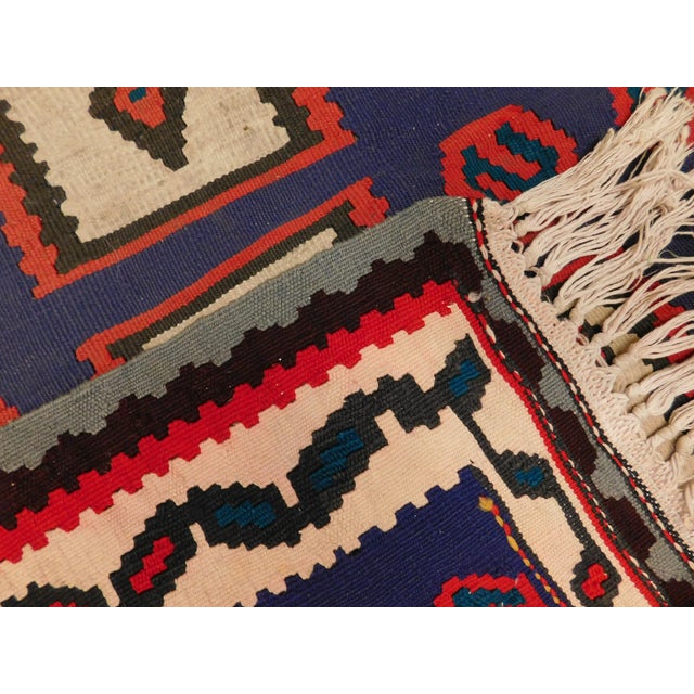 Blue Mid Century Hand Knotted Persian Bijar Tribal Kilim Rug. 3'5"x 6'4" For Sale - Image 8 of 8