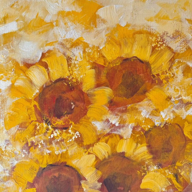 Carlo of Hollywood 1960s Large Sunflower Oil Painting, Signed Carlo of Hollywood Mid-Century Modern For Sale - Image 4 of 8