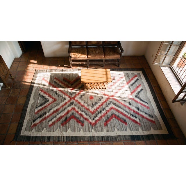 1920s Antique Artistic Tribal Geometric Flatweave Native American Navajo Rug For Sale - Image 12 of 12