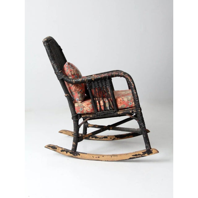 Wood Antique Wicker Rocking Chair For Sale - Image 7 of 13