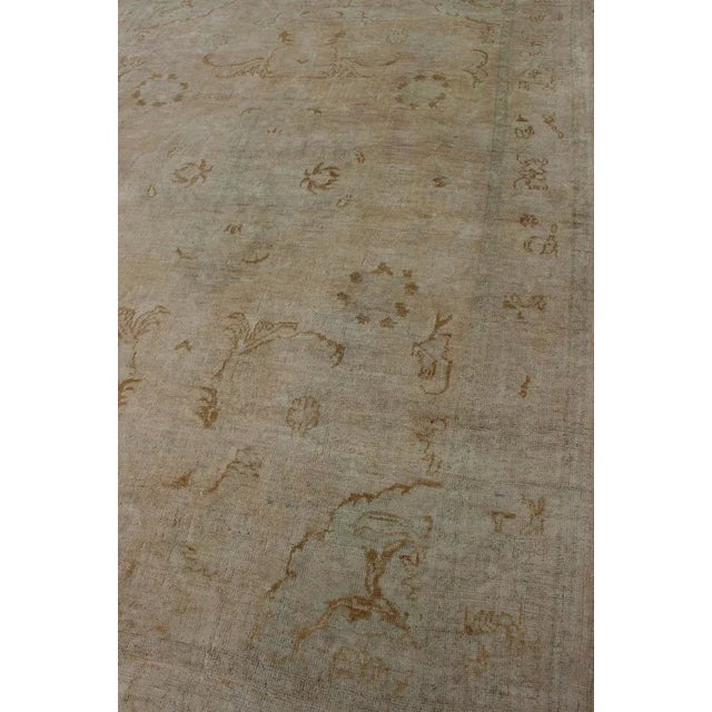 Cream Background Mid Century Vintage Oushak Rug From Turkey With Floral Design For Sale - Image 12 of 13