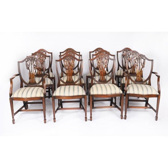 Vintage Triple Pillar Dining Table and Chairs by William Tillman Harrods, 1980s, Set of 13 For Sale - Image 16 of 18