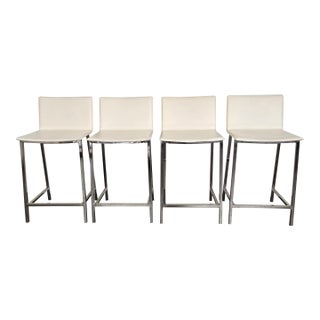 Cb2 Phoenix Bonded Leather Counter Stools Set of 4 For Sale