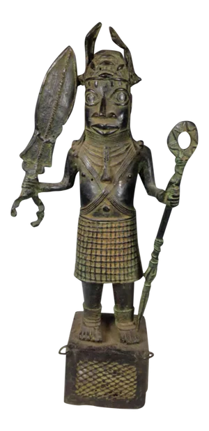 African Art Tribal Art Benin Bronze Warrior Statue/Sculpture