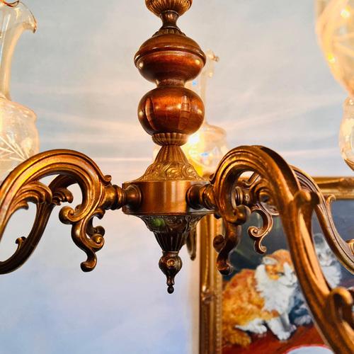 Vintage Farmhouse Chandelier with 5 Arms For Sale - Image 6 of 10