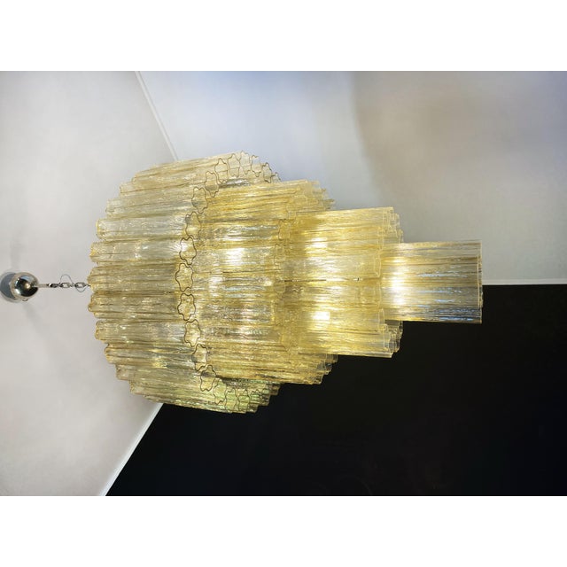 Vintage Murano Glass Tiered Chandelier with 78 Glasses in Light Amber, 1990s For Sale - Image 11 of 18