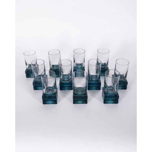 Vintage Italian Blue Crystal Glasses, 1970s, Set of 11 For Sale - Image 10 of 10