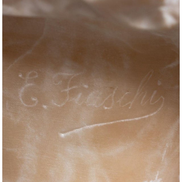 Late 19th Century Emilio Fiaschi Neapolitan Girl Alabaster Bust For Sale - Image 5 of 5