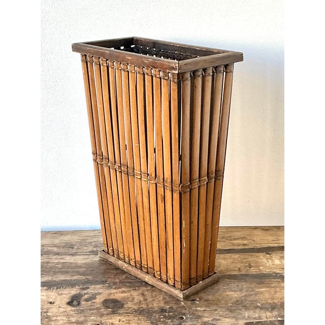 Late 20th Century Vintage Split Rattan Umbrella Stand For Sale - Image 5 of 12