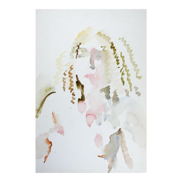 Late 20th Century Impressionist Watercolor Portrait Painting of Woman For Sale