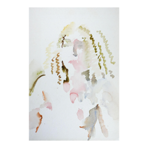 Late 20th Century Impressionist Watercolor Portrait Painting of Woman