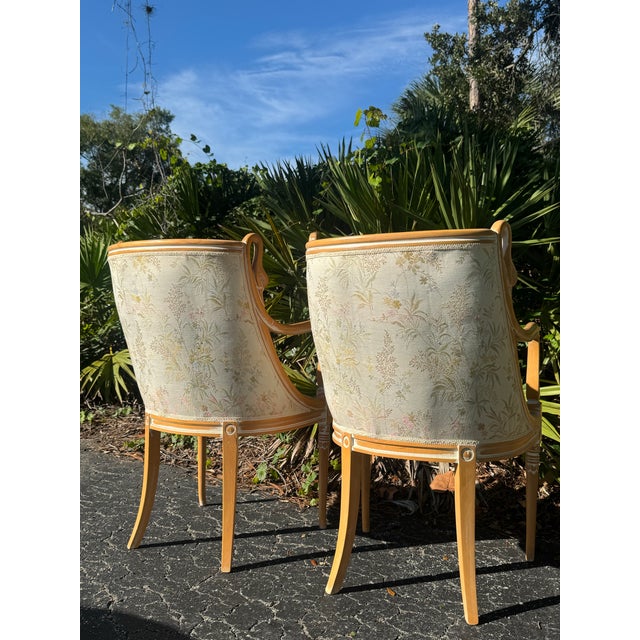 Textile 1960s Harris Marcus French Empire-Style Swan Carved Armchairs – Pair For Sale - Image 7 of 10