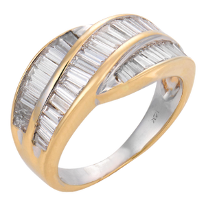 Vintage 2.10 Carat Diamond 14k Yellow Gold Band, Size 4.75