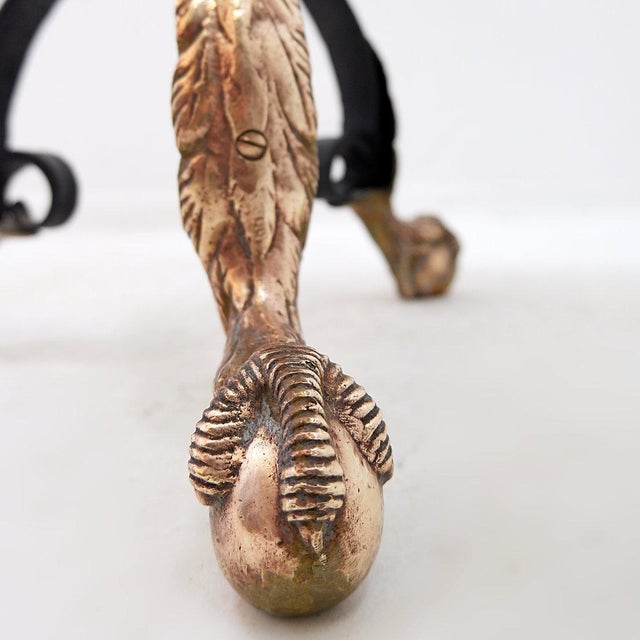 Wrought Iron Tripod Side Table with Brass Decorations and Alabaster Top, 1950s For Sale - Image 11 of 15